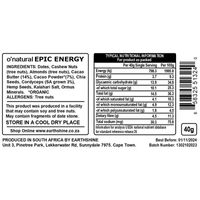 O'Natural Raw Chocolate Superfood Bar - Epic Energy